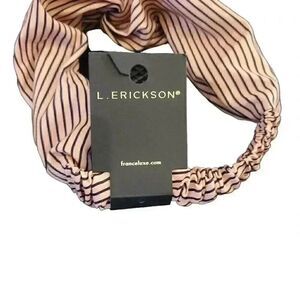 L. Erickson Women's Rose & Black Striped Polyester Franceluxe Headband NEW NWT